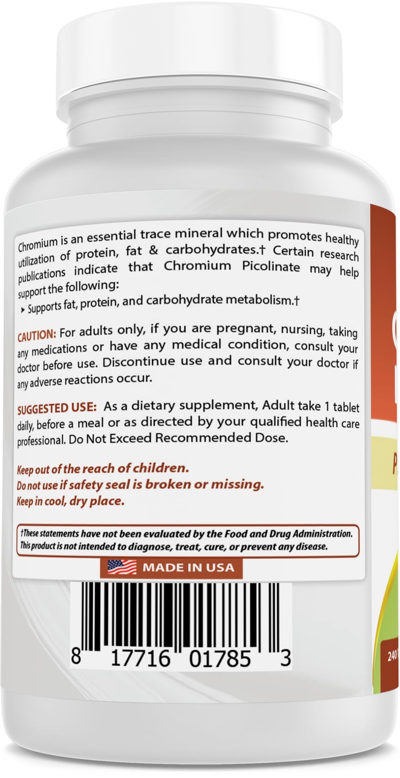Best Naturals Chromium Picolinate 1000 mcg 240 Count (Pack of 1), No Color
