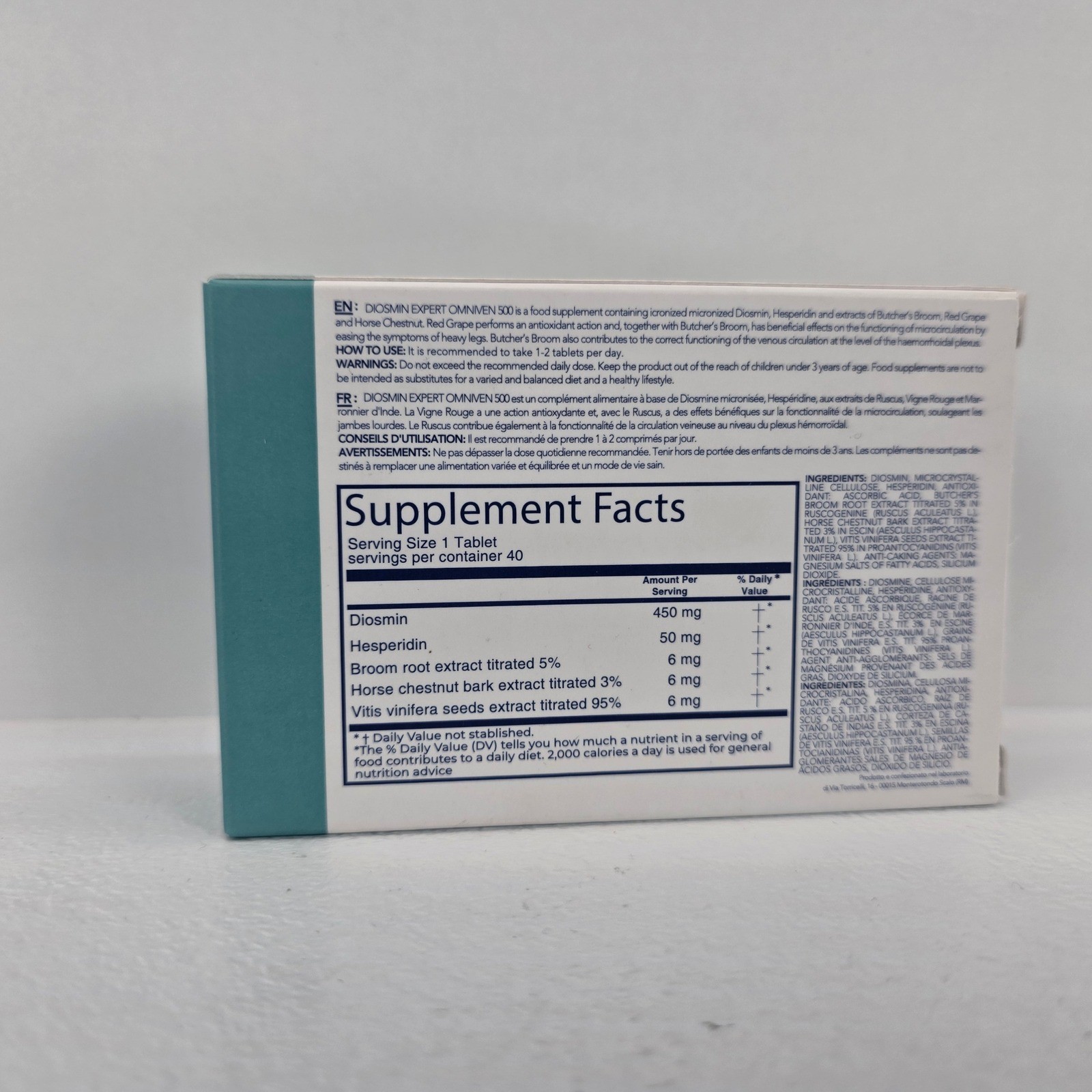 Dulac Pharma Diosmin Expert Omniven 500 Circulation 40 Tablets EXP 01/2027