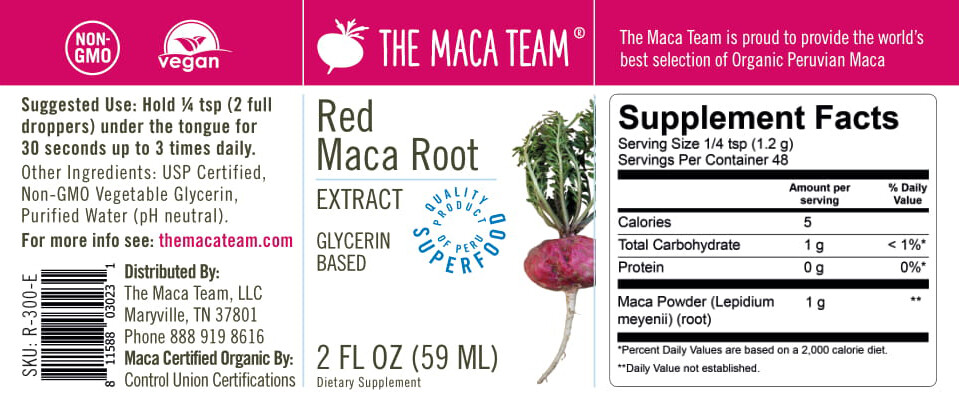 Red Maca Liquid Extract – Alcohol Free – Made from Red Maca Roots from Peru