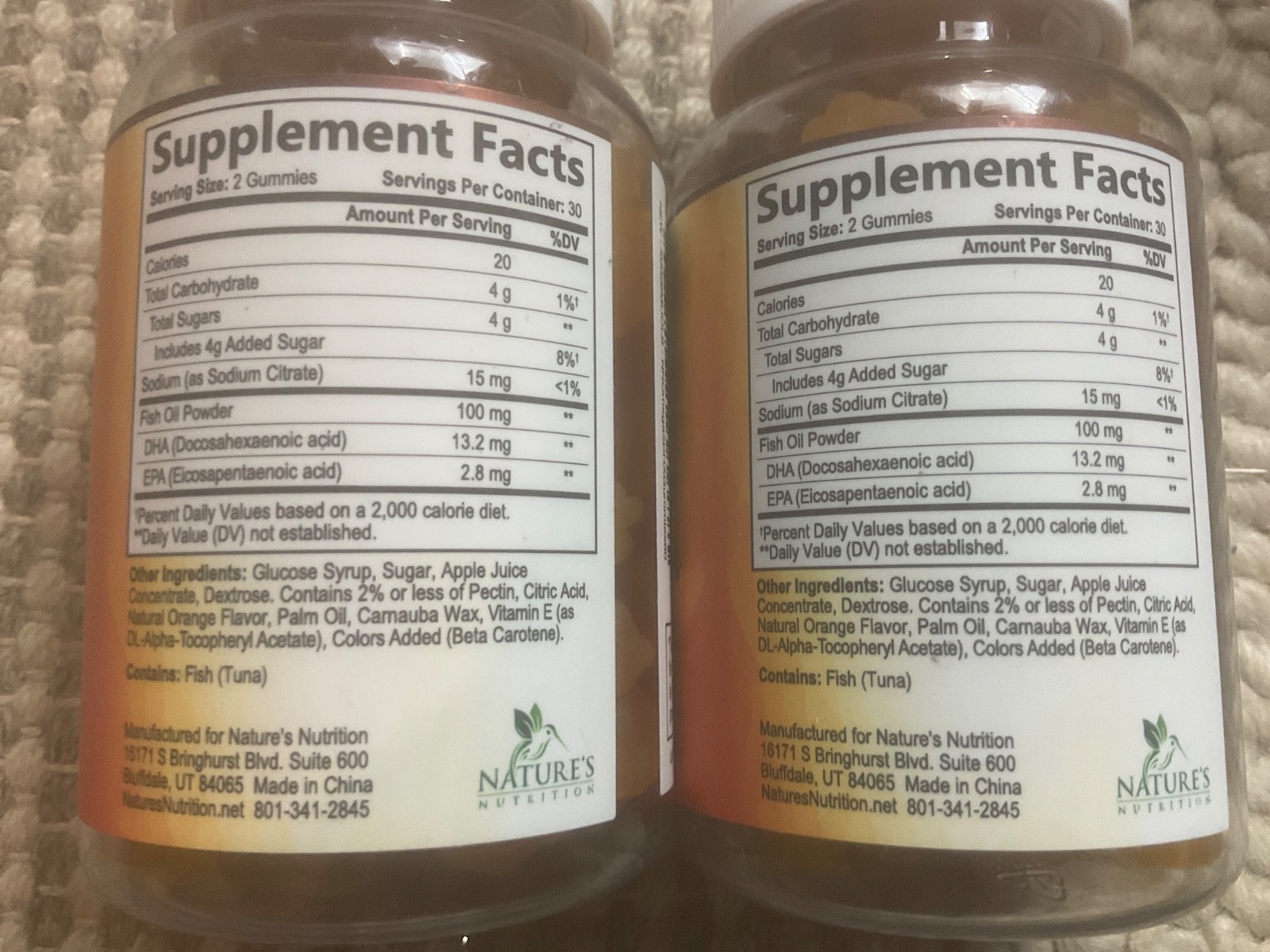 2 Pack Nature’s Nutrition Omega 3 Fish Oil 60 Gummies Natural Orange Flavor