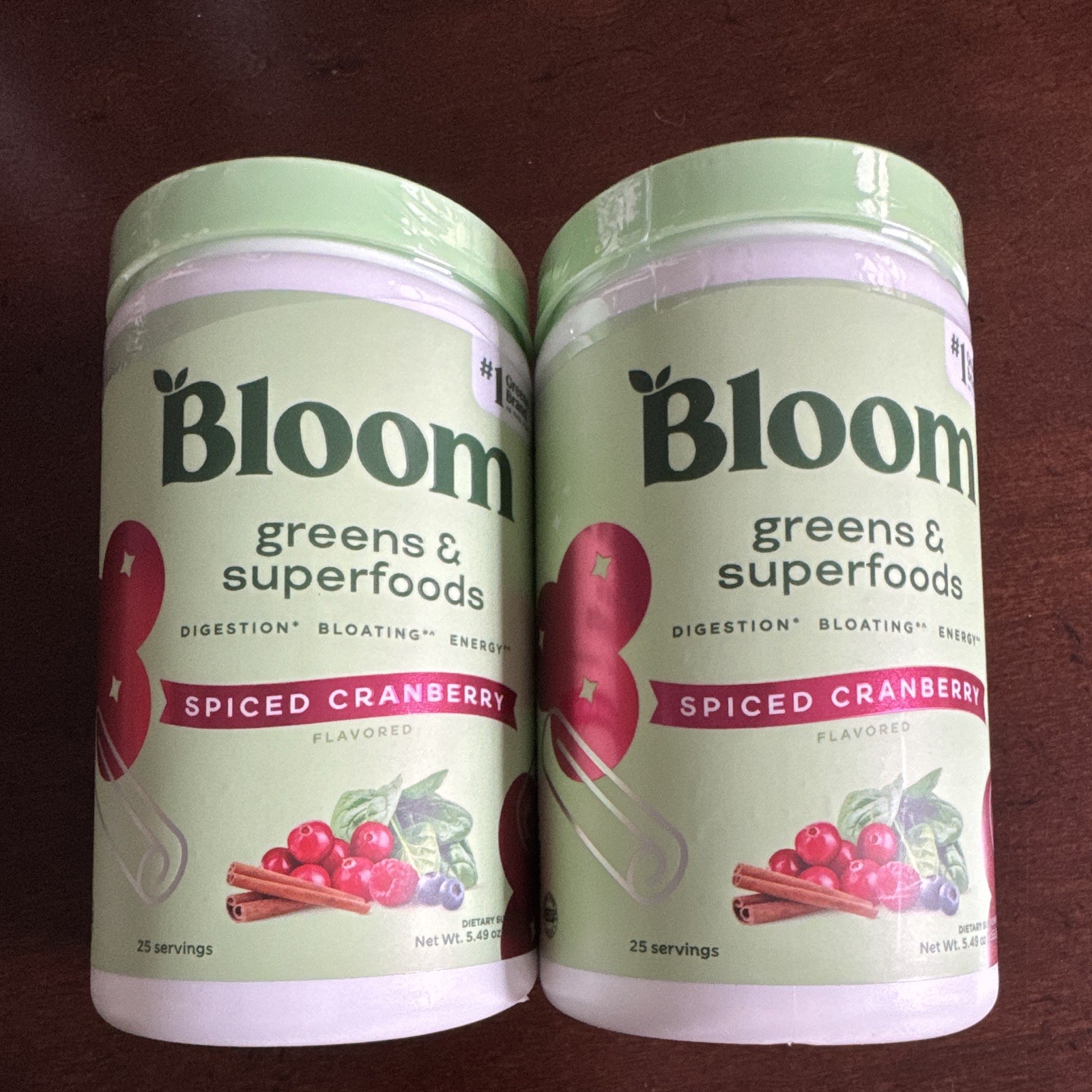 Bloom Greens & Superfoods Spiced Cranberry Powder 2 Jars 5.49 oz Exp 09/26