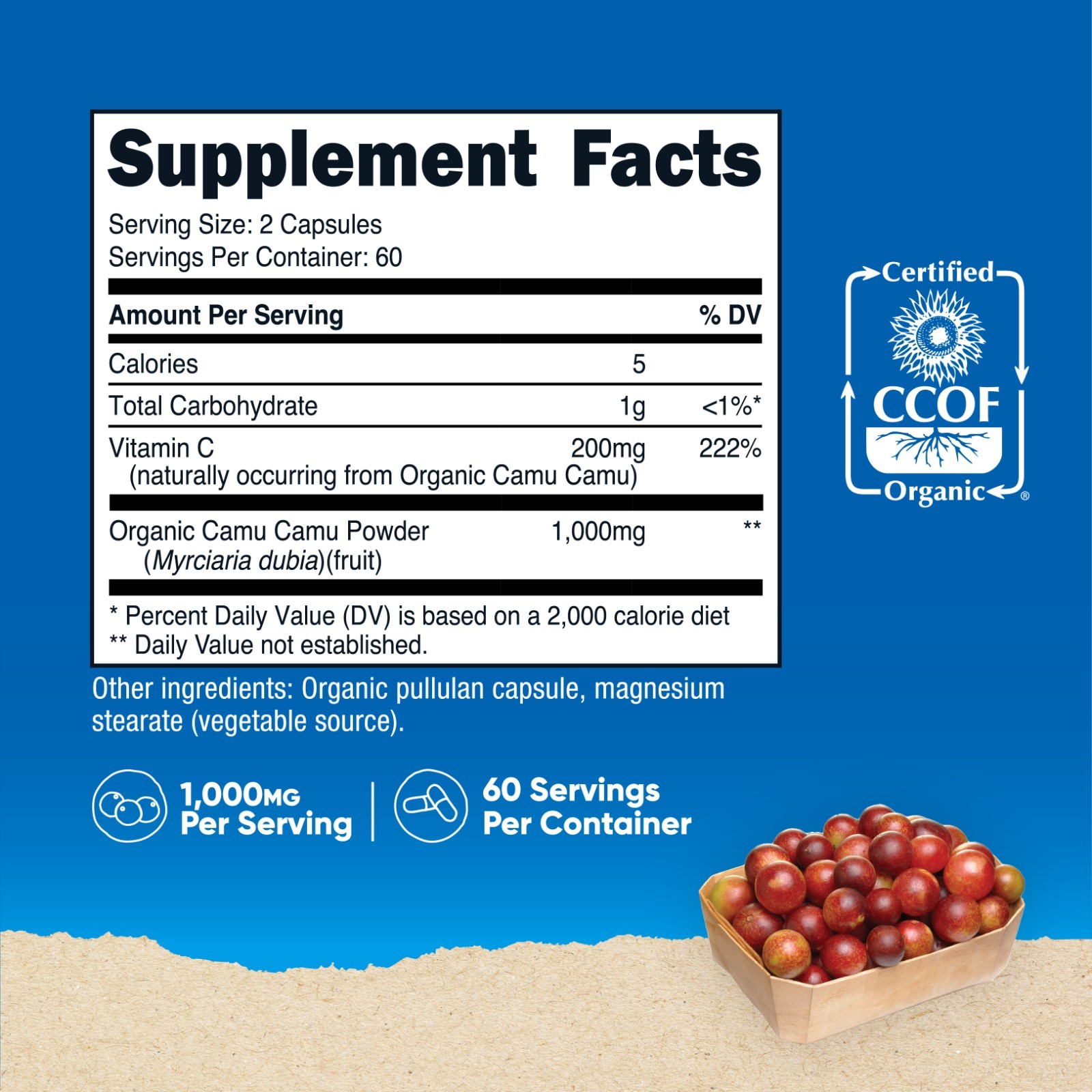 Nutricost Organic Camu Camu 1000mg, 120 Capsules – Non-GMO and Gluten Free