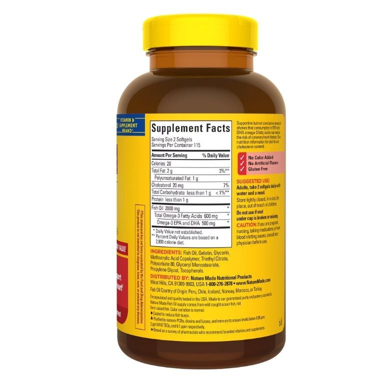 Nature Made Burp-Less Fish Oil 2000 Mg per Serving Softgels, 230 Count ✅✅✅