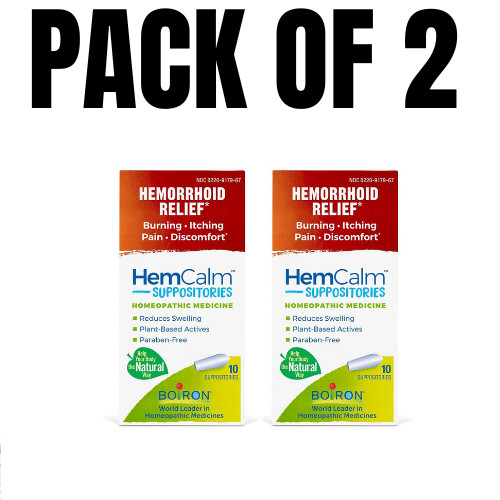 Boiron HemCalm Hemorrhoid Relief – 10 Suppositories (Pack of 2)