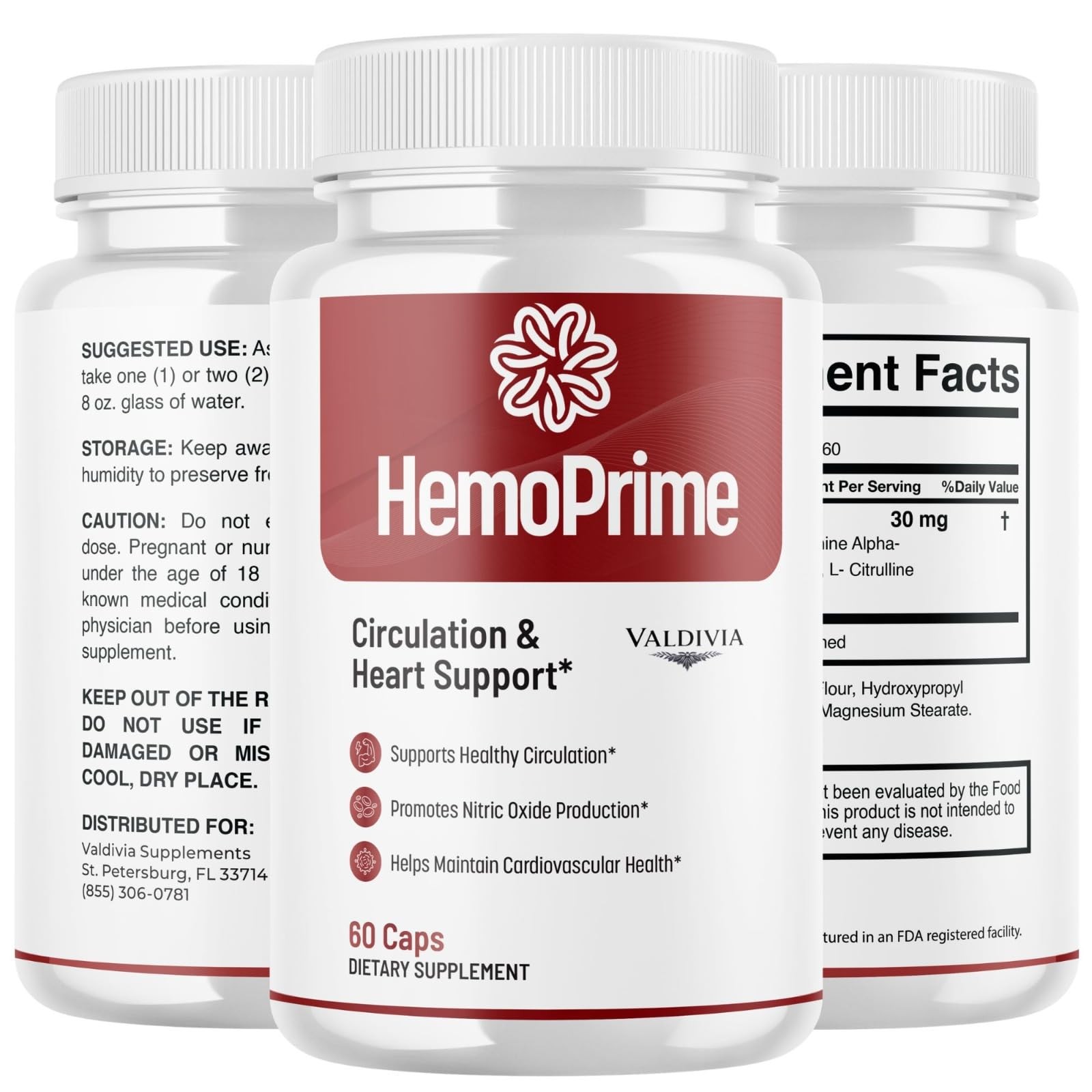 HemoPrime Iron Blood Health Supplement Capsules Energy Anemia 1 Pack 60Ct
