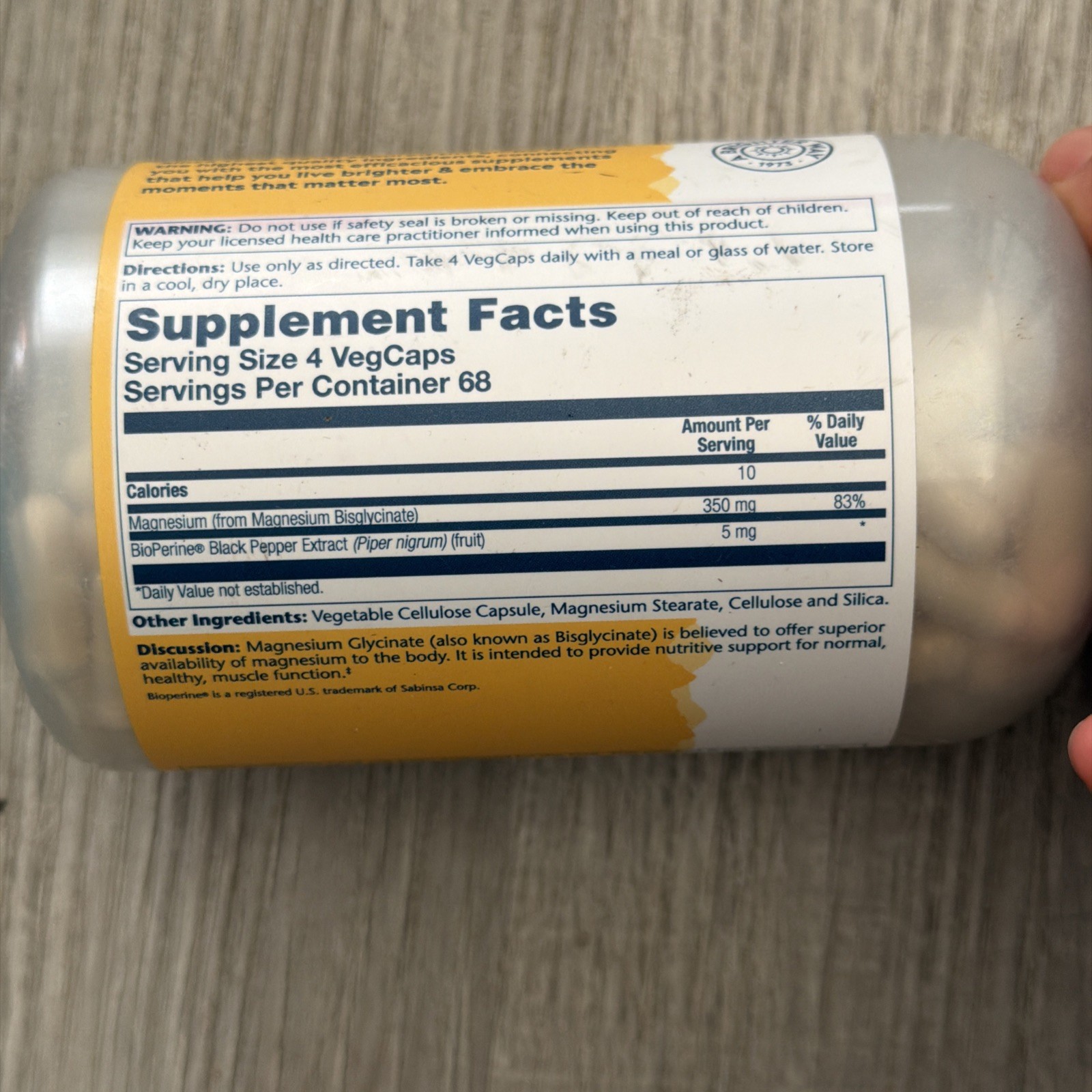 Solaray High Absorption Magnesium Glycinate 350 Mg – 275 caps