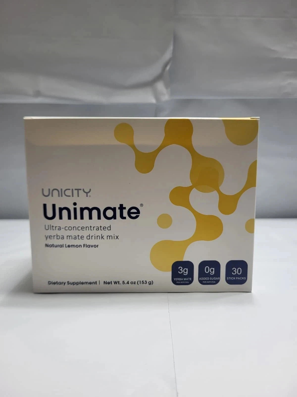 Unicity Unimate Lemon Flavor Stick Packs 30 Count Yerba Mate Energy Focus Drink