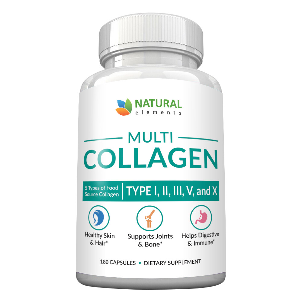 Collagen Capsules – Collagen Pills – 2 Month Supply – Type I, II, III, V, X