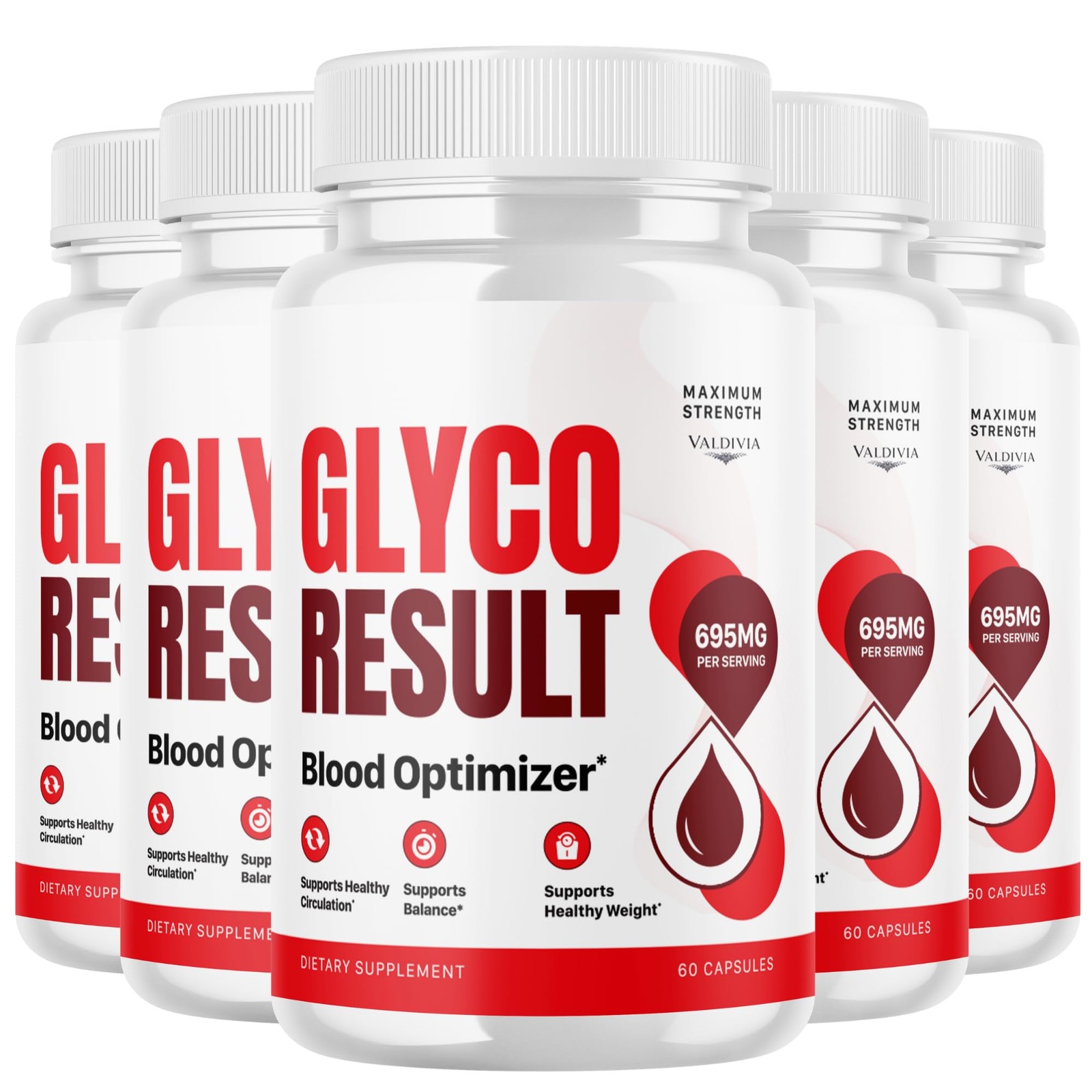 Valdivia (5 Pack) GlycoResult Capsules 300 Capsules 5 Pack Blood Made in USA