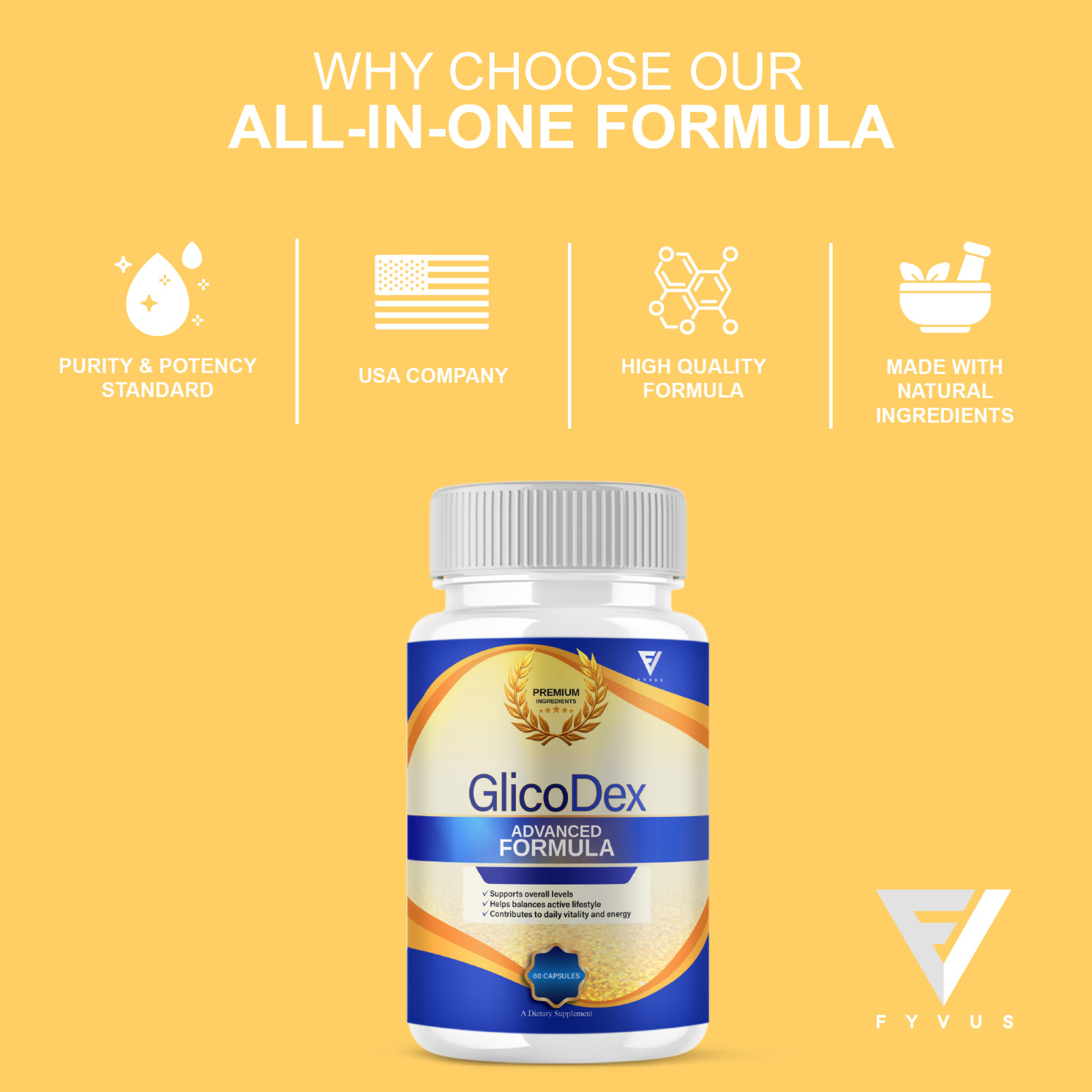 (3 Pack) Glicodex Premium Blood Support Capsules, Glicodex Pills (180 Capsules)