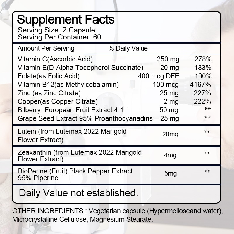 Lutein 20mg Zeaxanthin 4mg Capsules – Sight Care & Eye Strain Relief, 120ct