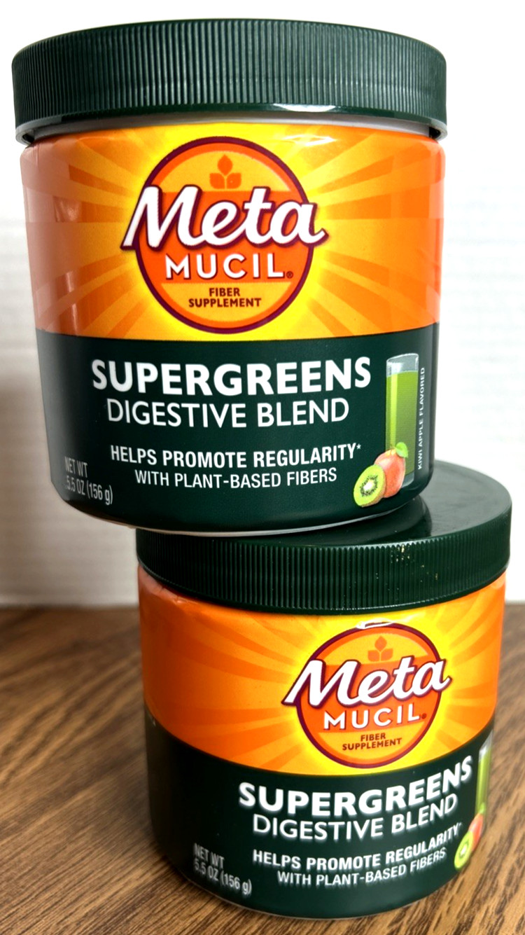 (2) Metamucil SuperGreens Digestive Blend Powder – Kiwi Apple Flavor 01/2027