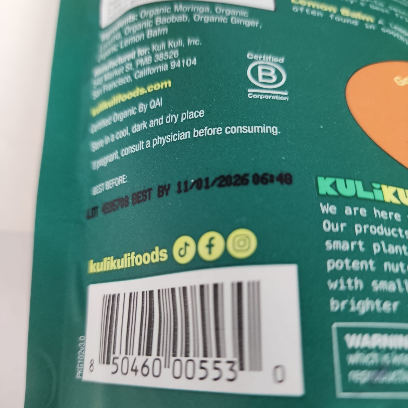 3 Kuli Kuli Organic Gut Bliss Superfood Blend 6oz Ea Exp 11/26