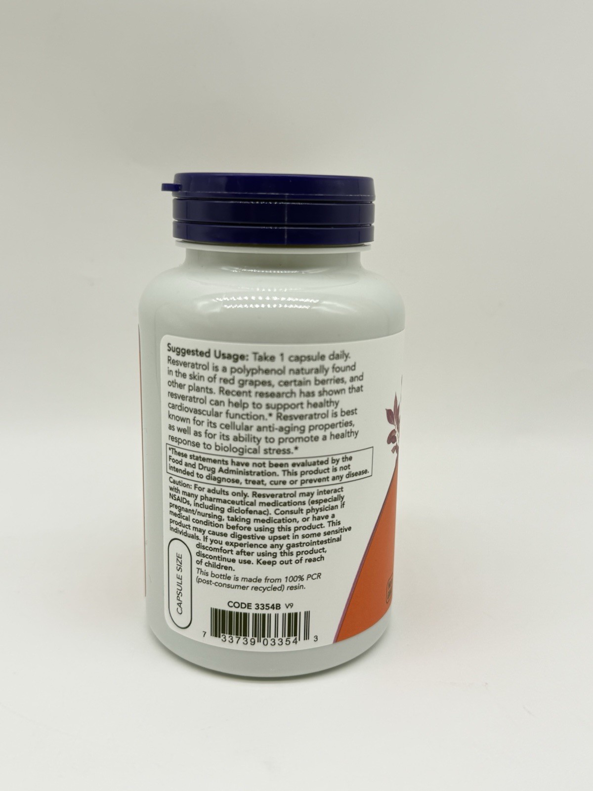 NOW Resveratrol 200 mg, 120 Veg Capsules