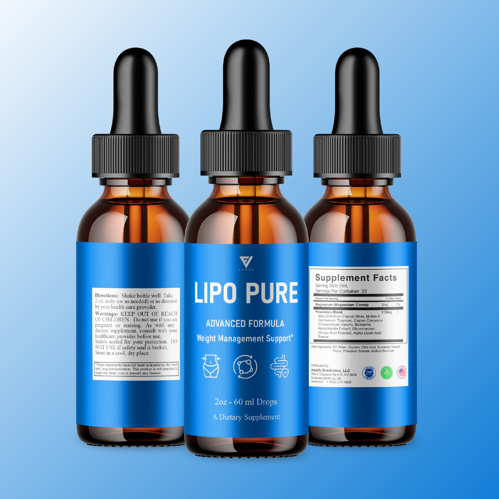 Lipo Pure Drops, LipoPure Weight Management Support Supplement (2oz)