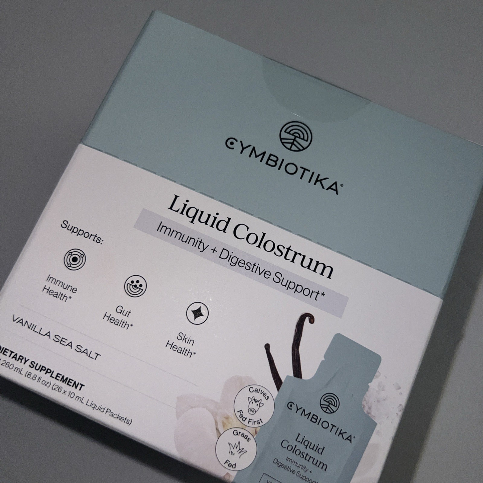 Cymbiotika ~ Liquid Colostrum ~*Vanilla Sea Salt*~ 26 Pk ~ Sealed ~ Exp.1/2026