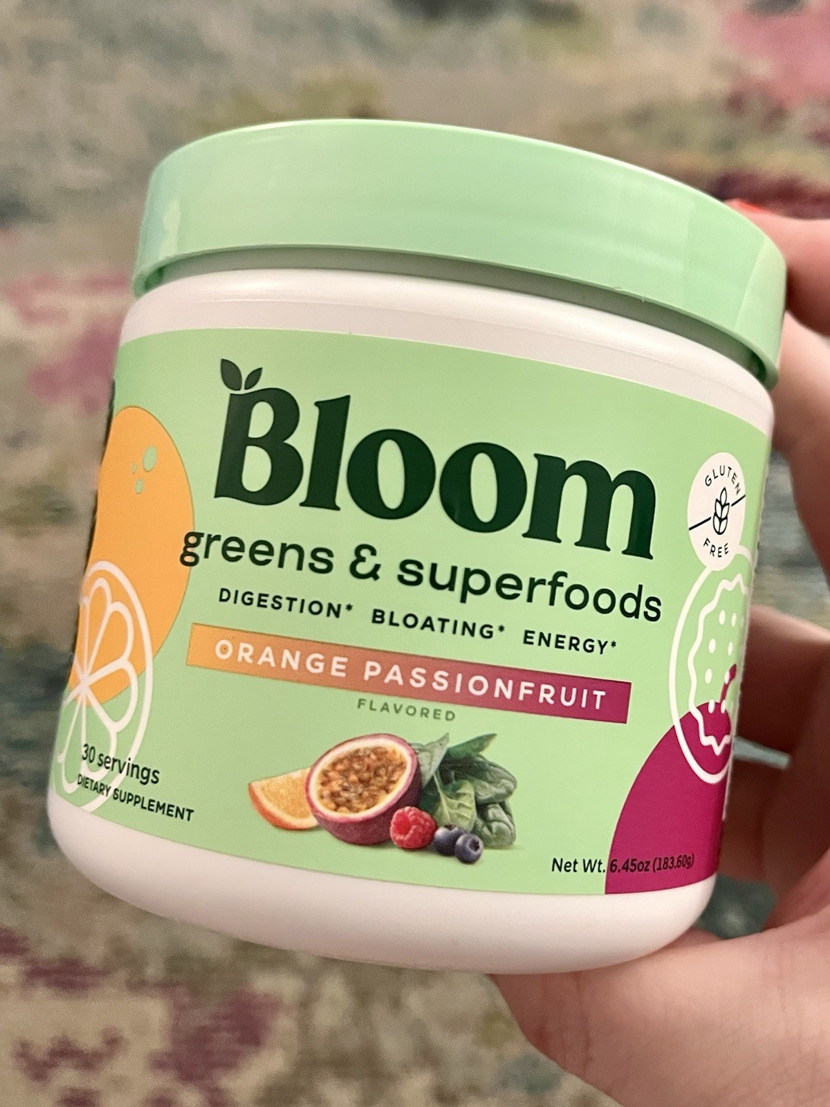 Bloom Greens & Superfoods Orange Passionfruit Powder 6.45 oz 30 Servings
