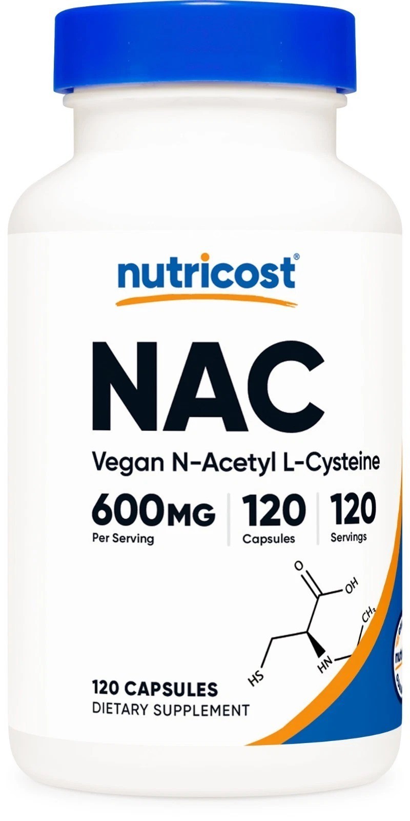 Nutricost N-Acetyl L-Cysteine (NAC) 600mg, 120 Vegan Capsules – Non-GMO