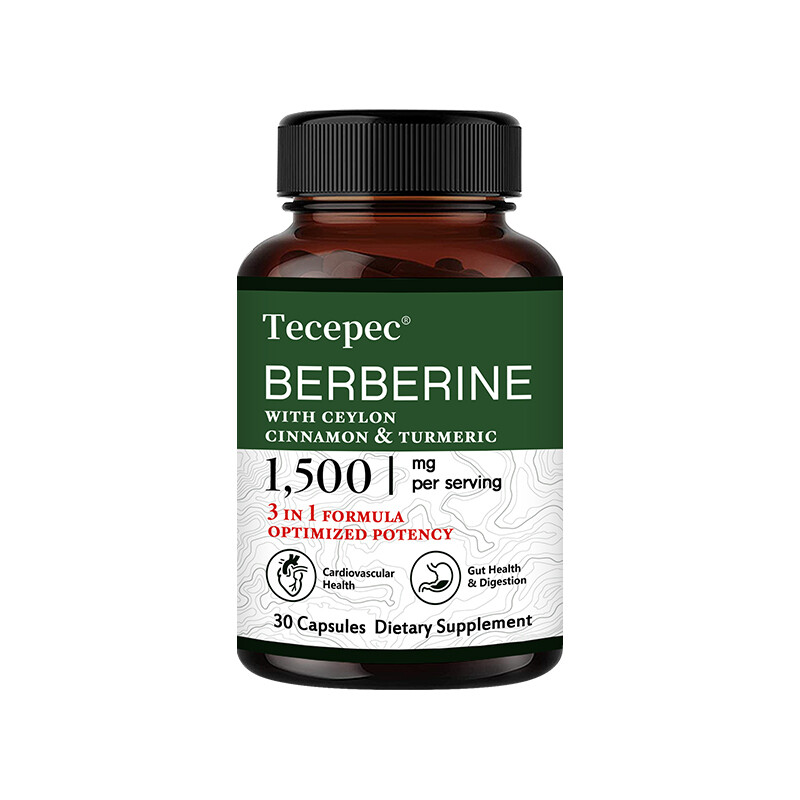 Berberine with Ceylon Cinnamon 1500mg Capsules Heart Health & Digestive Support