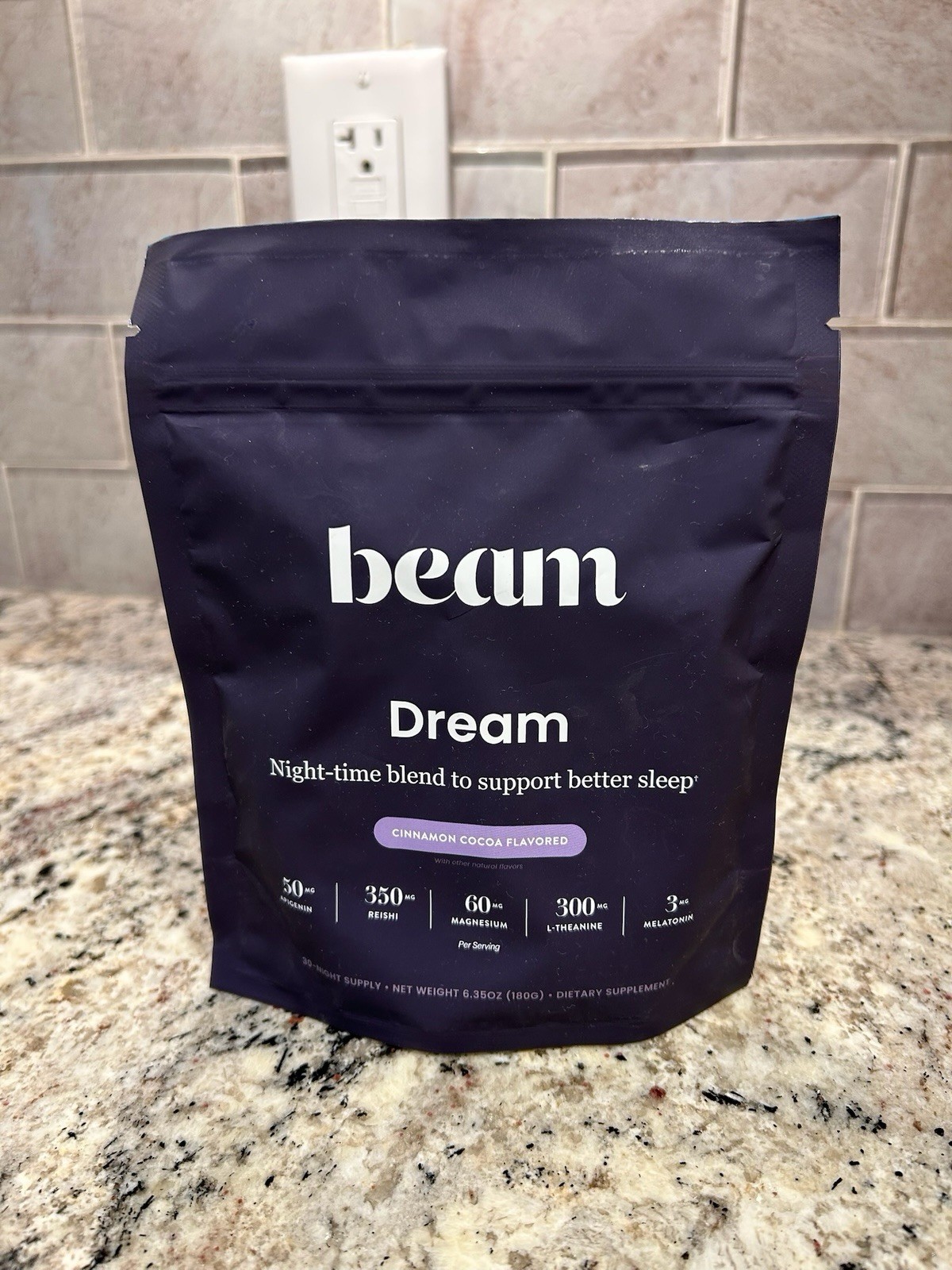 beam Dream Sleep Support Powder Cinnamon Cocoa 6.35oz Dairy-Free Keto