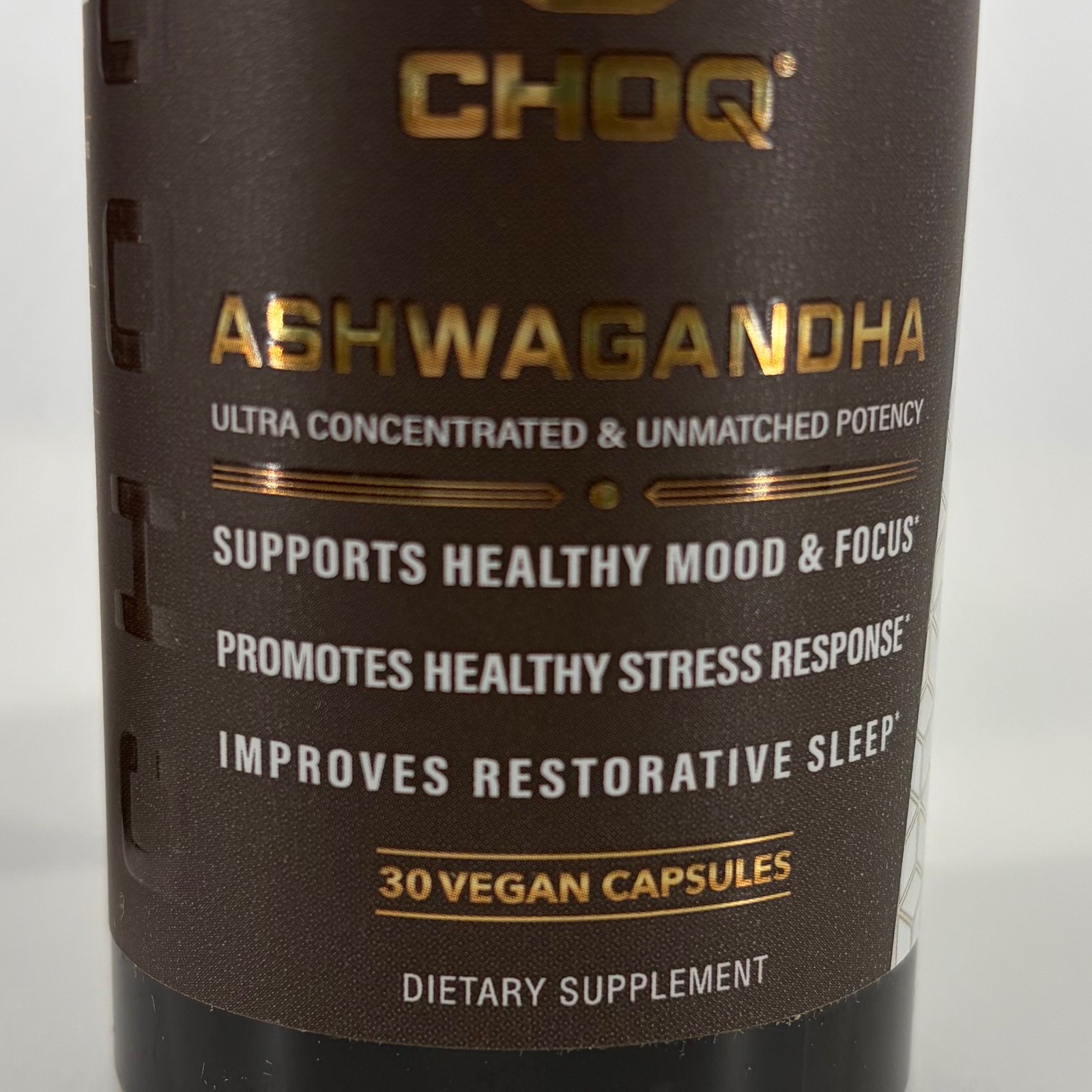 CHOQ Ashwagandha Supplement Women 30ct Vegan Capsules Stress Sleep Mood Support