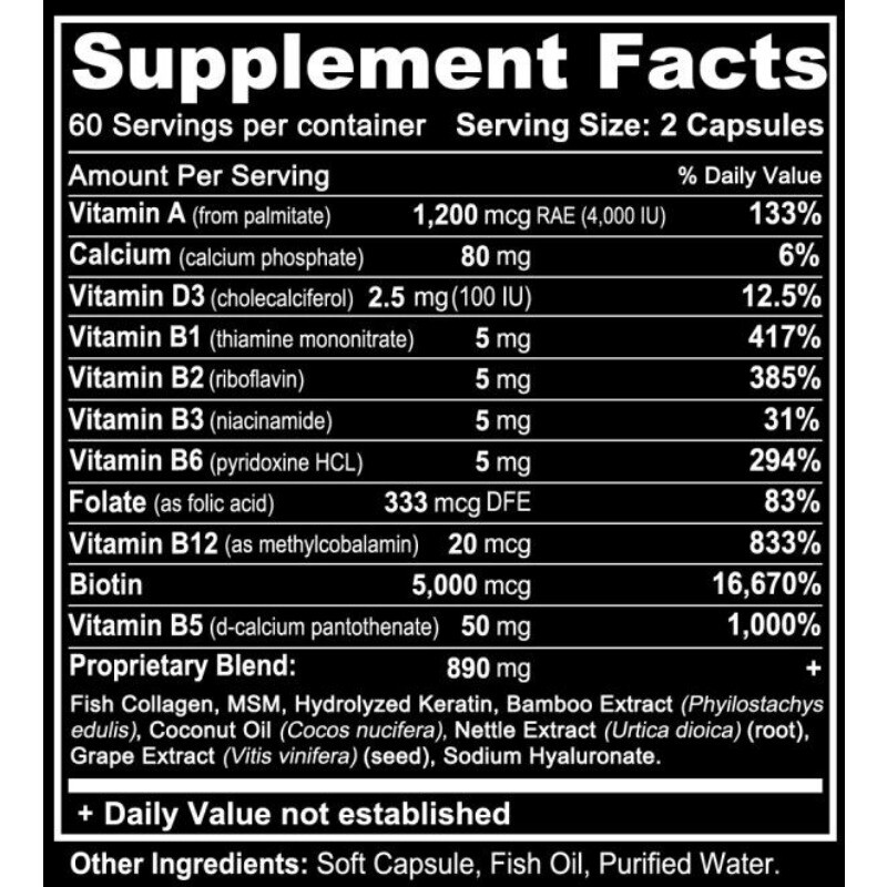 Hair Growth Supplement Strengthens and Repairs Hair 30 To 120 Capsules 04/2026