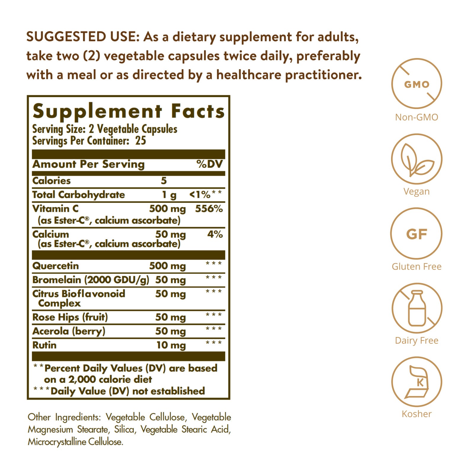 Solgar Quercetin Complex with Ester-C Plus 50 Vegetable Capsules, Immune Support