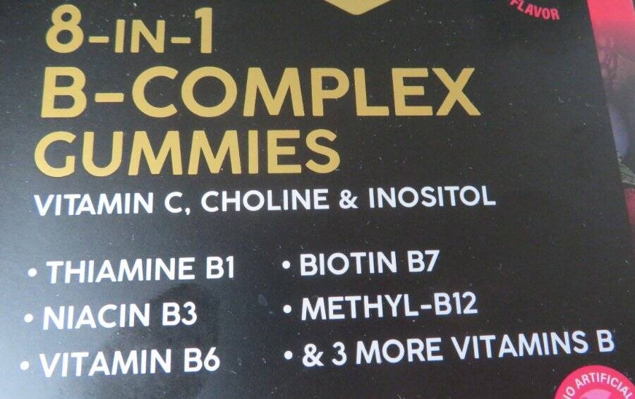 VITAMIN B-COMPLEX Dietary Supplement 60 Gummies Energy Brain Mood Berry Flavor