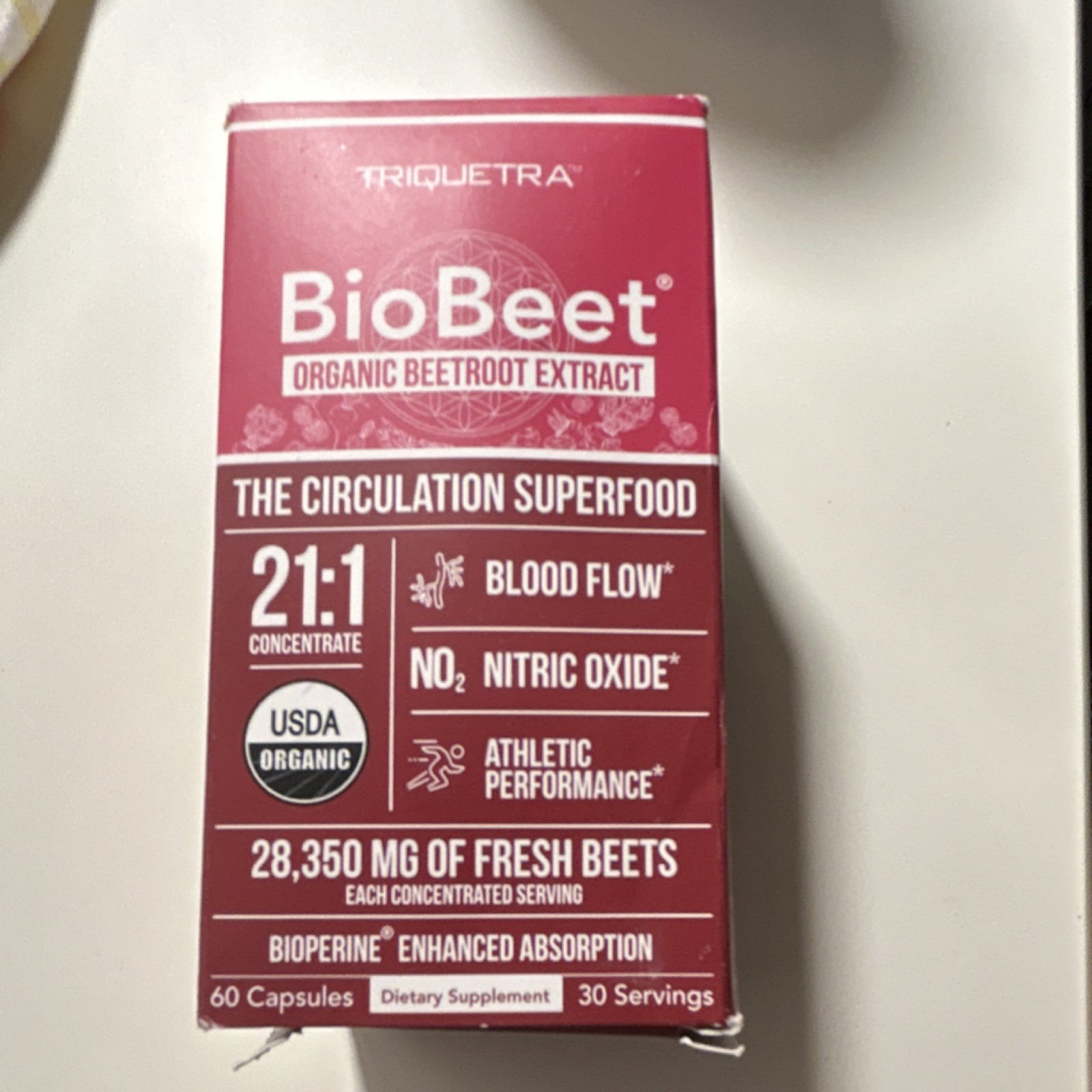 Triquetra BioBeet Organic Beetroot Extract Capsules 1350mg 60 Vegan Bioperine