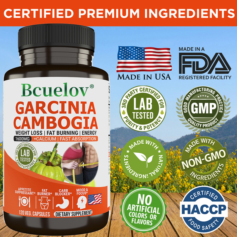 GARCINIA CAMBOGIA 1600mg 50% HCA Extract Weight Loss Capsules – Fat Burner