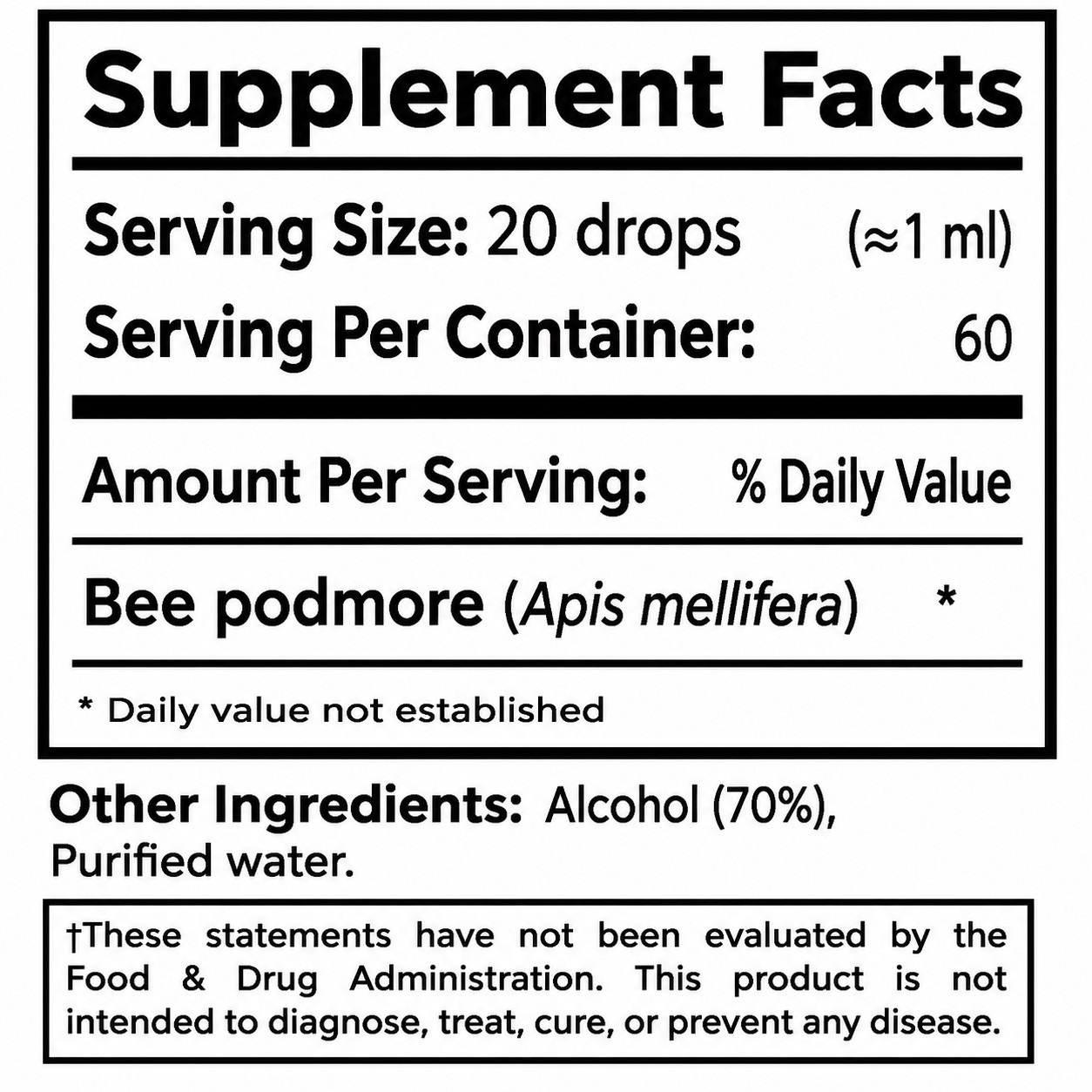 2 Bottles Bee Podmore Tincture 20% (2x60ml) Ethanol Extract Liquid Drops