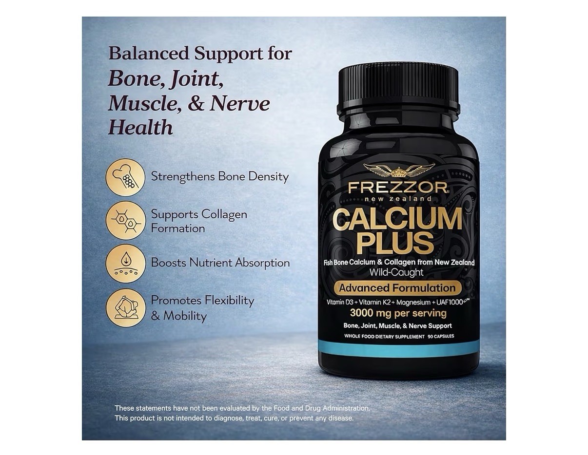 FREZZOR Calcium Plus New Zealand Bone Joint Muscle Nerve Support 90 Capsules