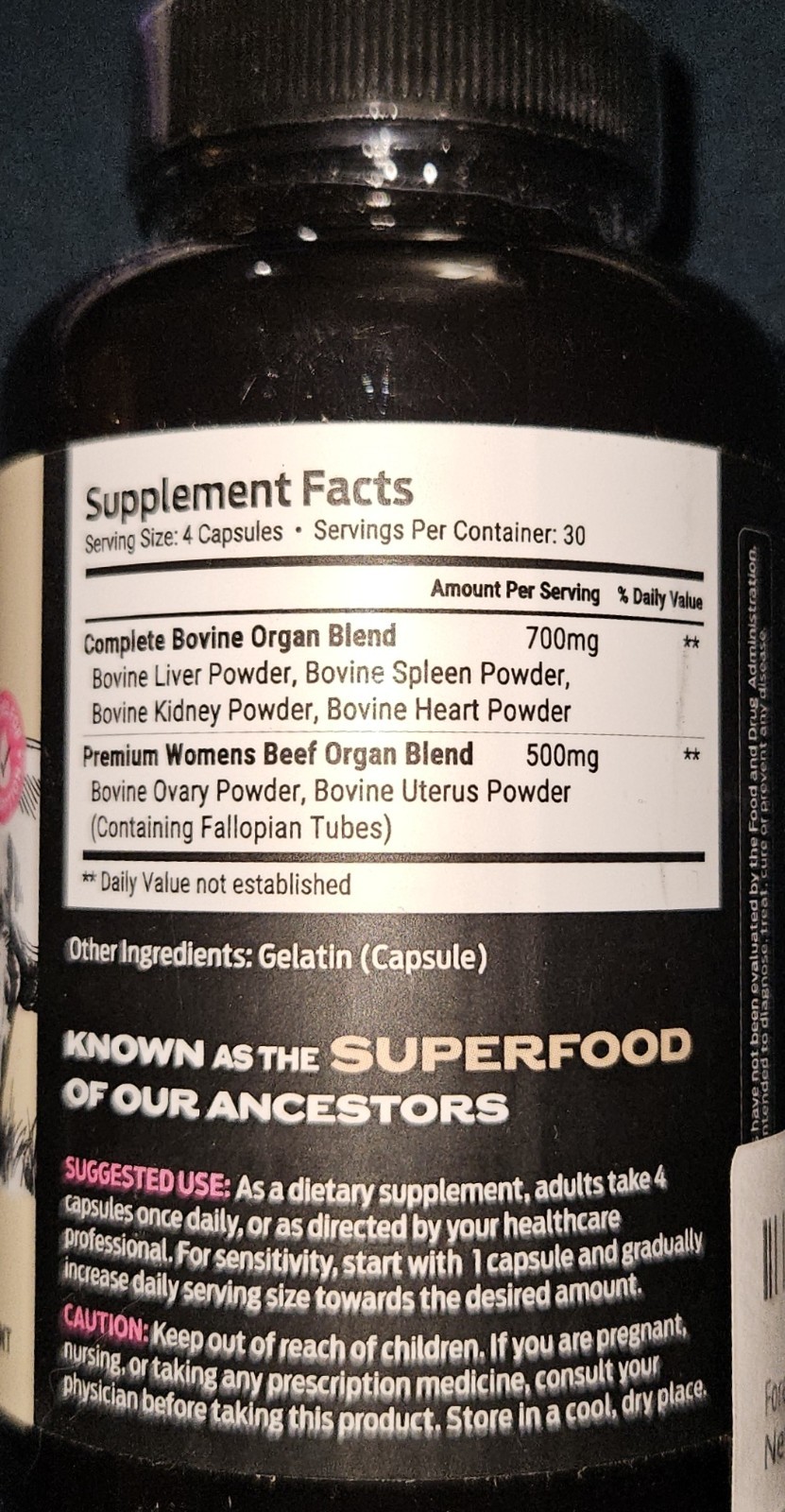 ForestLeaf Beef Organ Supplement for Women Grass Fed Complex 1200mg Women’s 120c