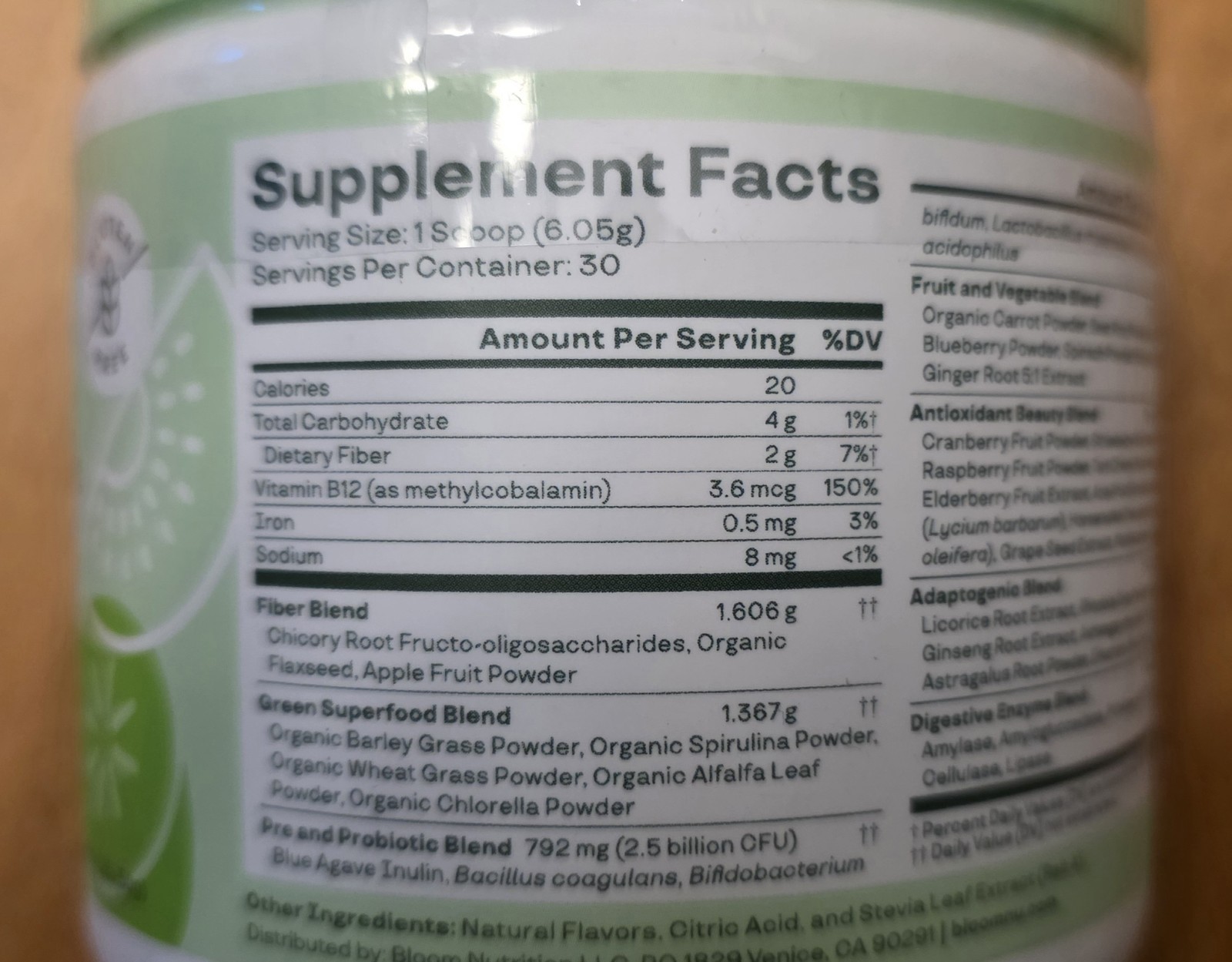 Bloom Greens & Superfoods Strawberry Kiwi Powder 6.39oz Gluten-Free