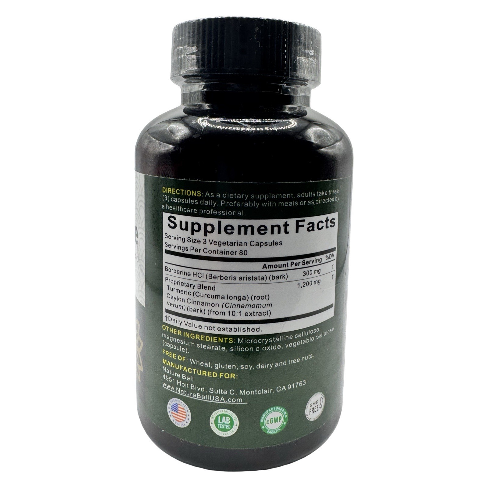 NatureBell berberine Supplement 1500mg Per Serving 240 Veggie Capsules