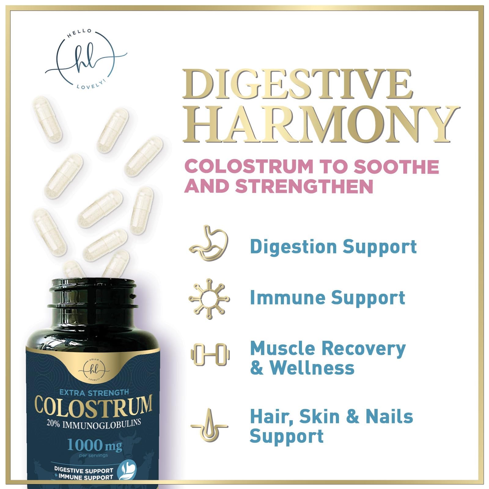 Colostrum Supplement 1000mg Per Serving – Max Strength 120 Count (Pack of 1)