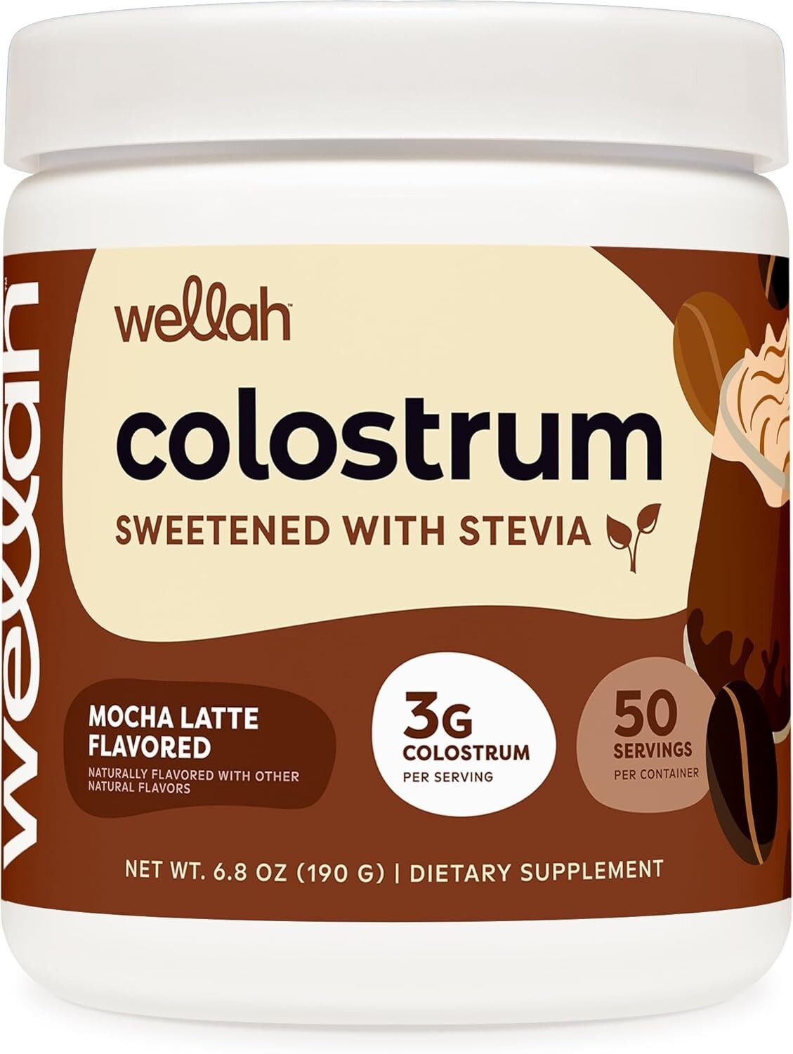 30% IgG Colostrum Mocha Latte Flavored Immune Skin and Nail Support Supplement