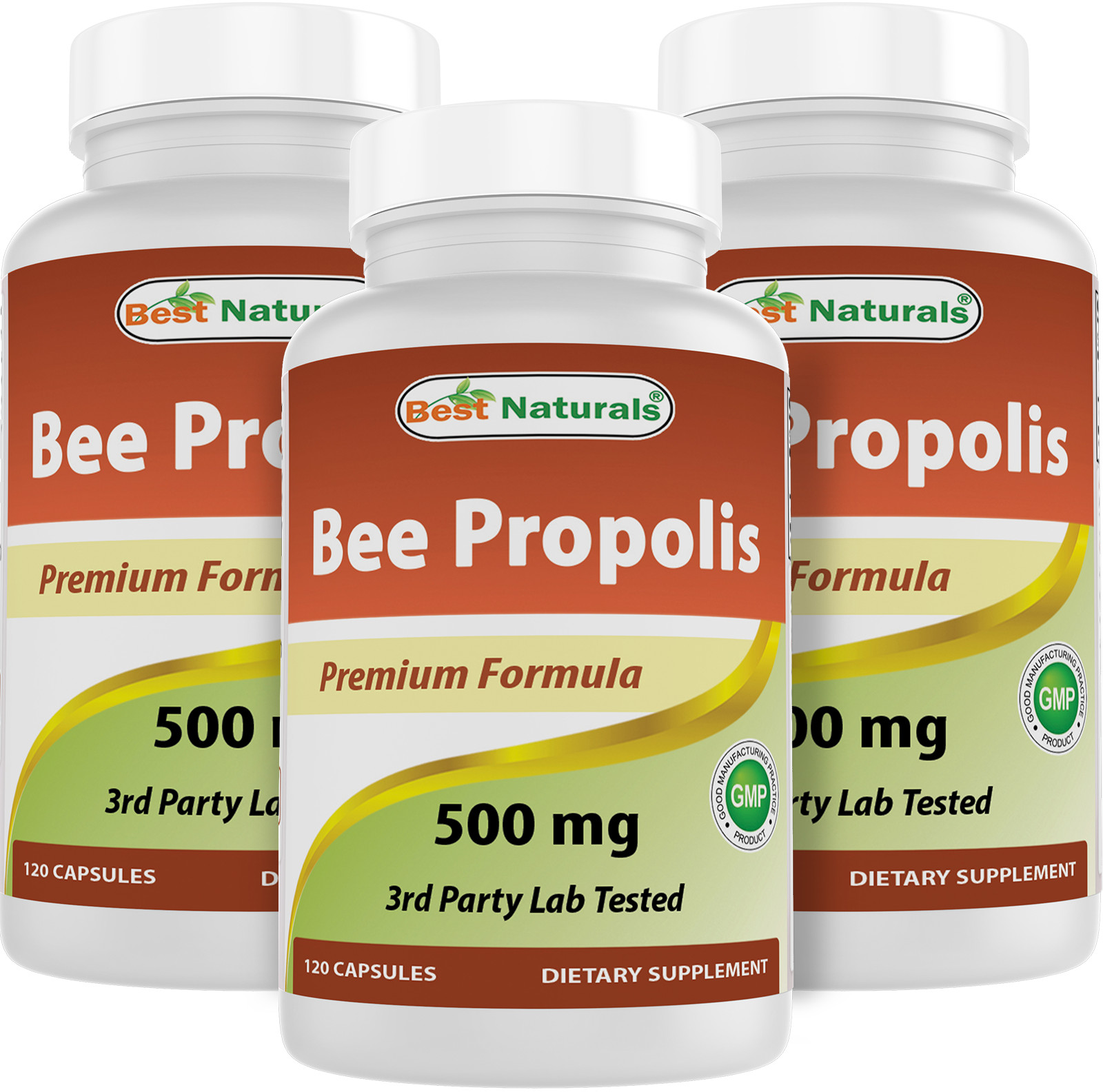 3 Pack Best Naturals Bee Propolis 500 mg 120 Capsules