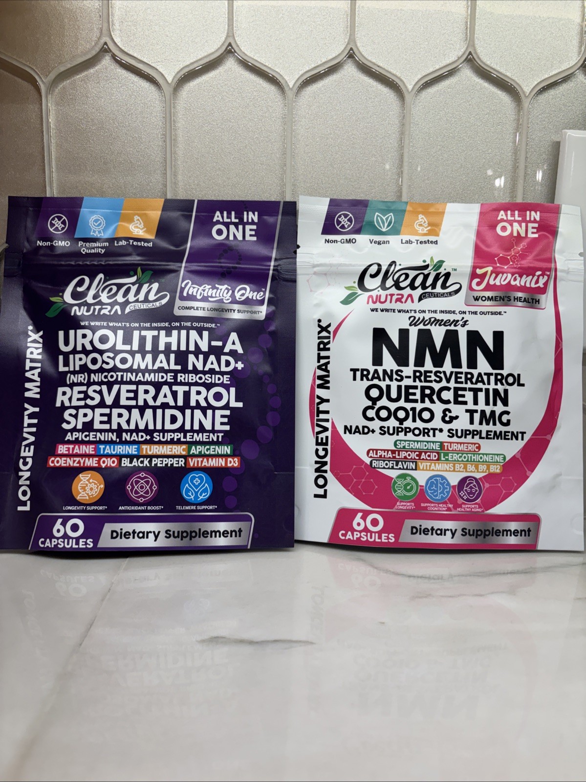 Clean Nutra Infinity One & Juvanix Longevity SupplemEnt 60 Capsules BUNDLE
