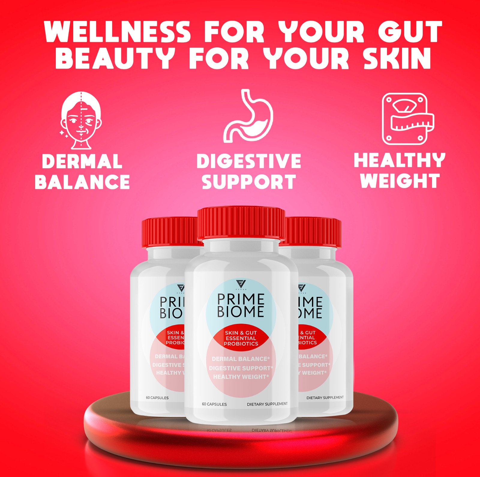 (2 Pack) Prime Biome Probiotic Supplement PrimeBiome Capsules (120 Capsules)