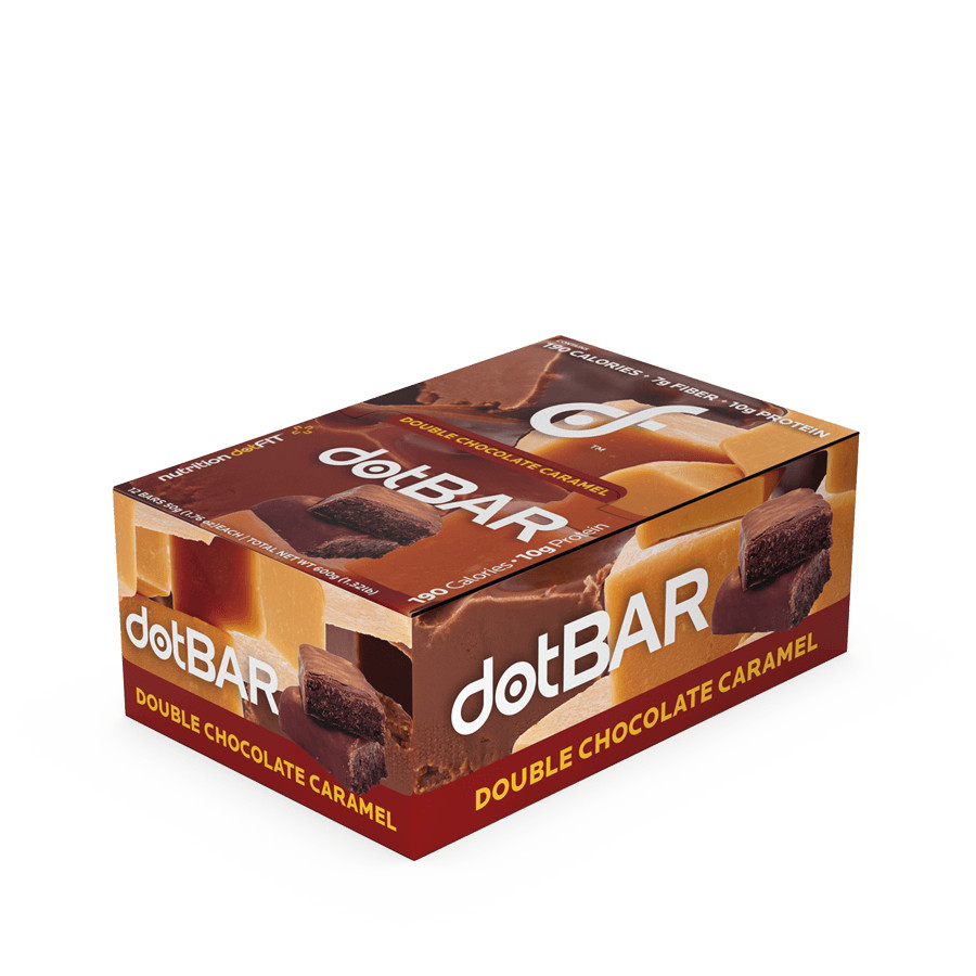 DotFit Double Chocolate Caramel dotBAR Small Batches Quality Fresh 12x50g NEW