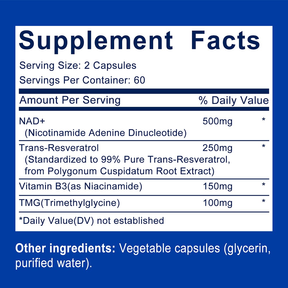 Trans-Resveratrol 250mg,With Vitamin B3 Strengthen Immune System Skin Health