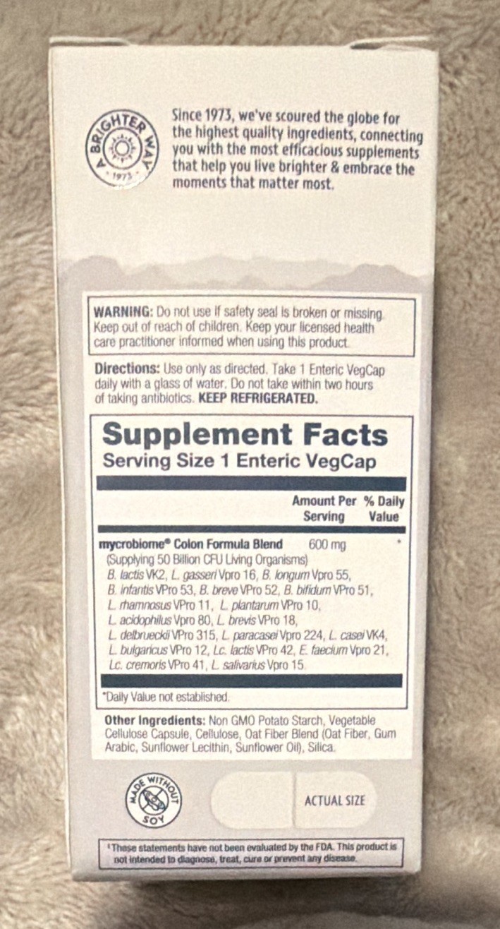 Solaray Mycrobiome Probiotic Colon Formula 50 Billion 18 Strains 30 VegCaps