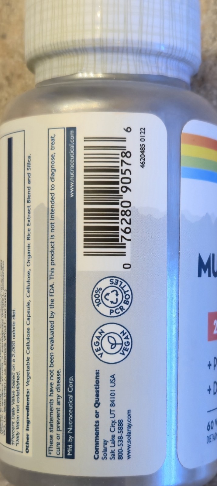 Solaray SUPER MUTIDOPHILUS PROBIOTIC 30 Billion CFU 60 Capsules (BEST BY 07/26)