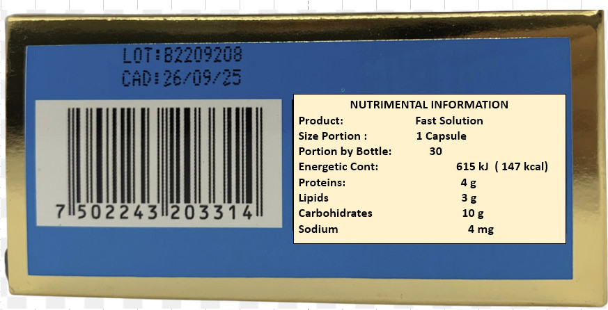 2 Fast Solution Suplemento Natural 60 Caps 500 Exp 2026 Up