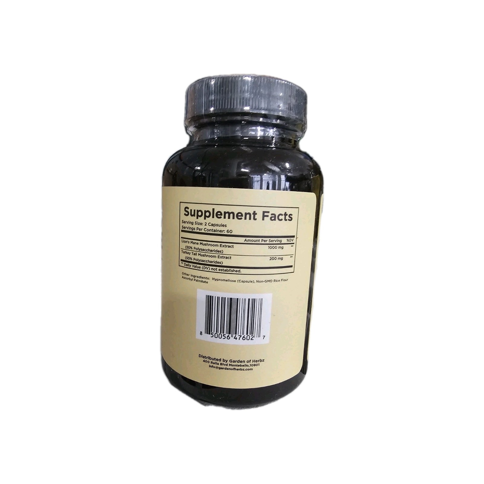 Garden Herbz Lions Mane Supplement w/Turkey Tail Mushroom Extract 120ct Exp:4/28