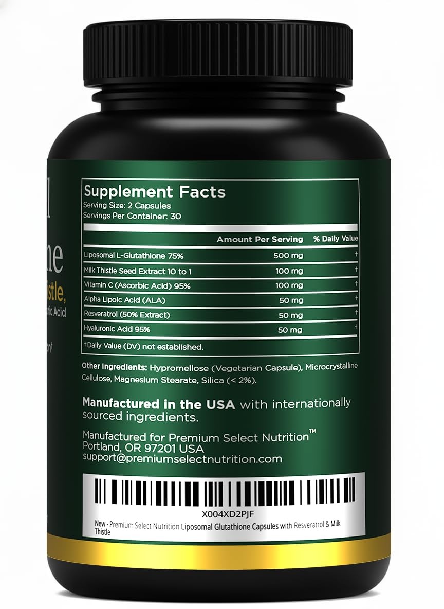 Premium Select Nutrition Liposomal Glutathione Capsules 60 Count (Pack of 1)