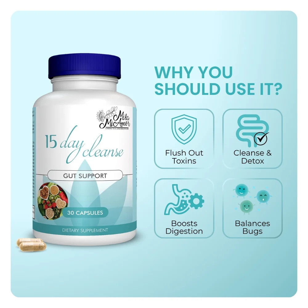 15 Day Cleanse – Gut and Colon Support | Advanced Formula | NonGMO | 30 capsules