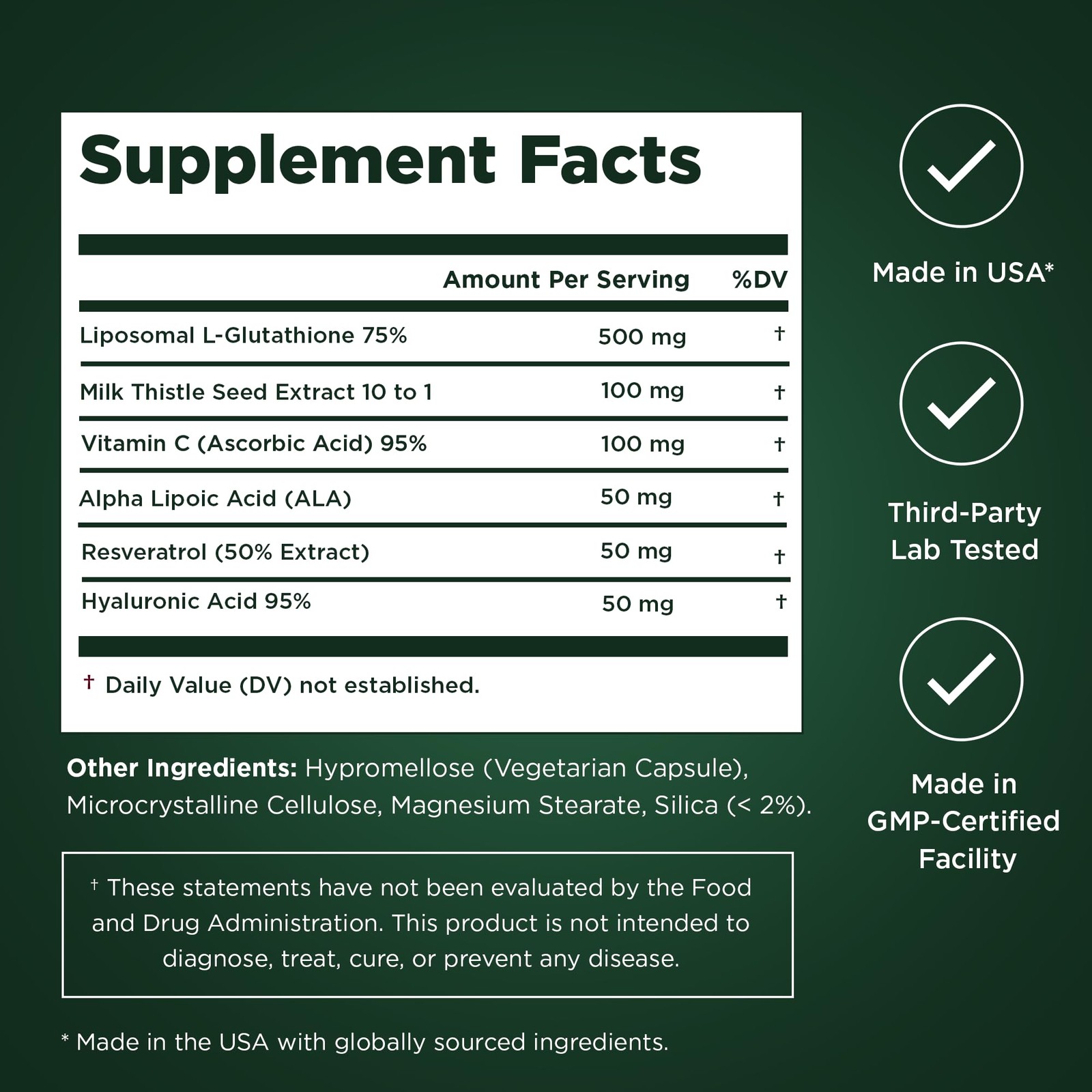 Premium Select Nutrition Liposomal Glutathione Capsules 60 Count (Pack of 1)